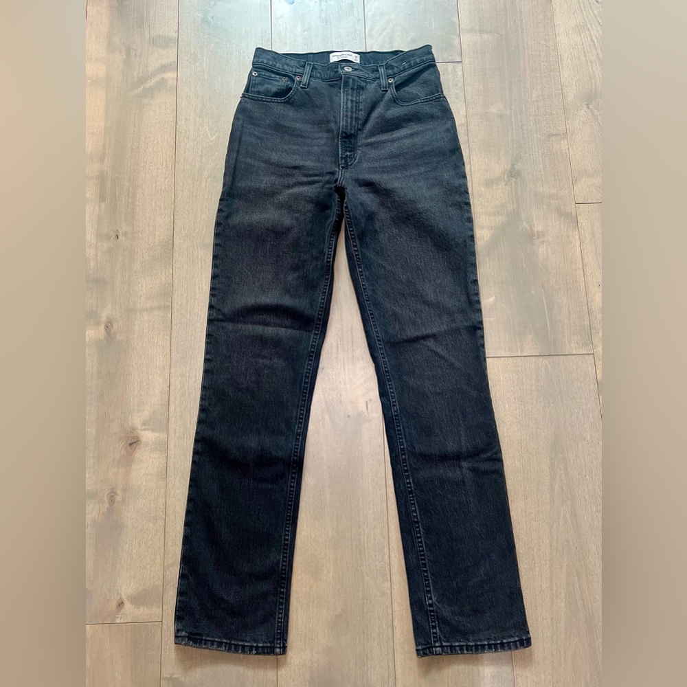 Abercrombie & Fitch Charcoal Denim  The 90’s Straight Ultra High Rise Jeans